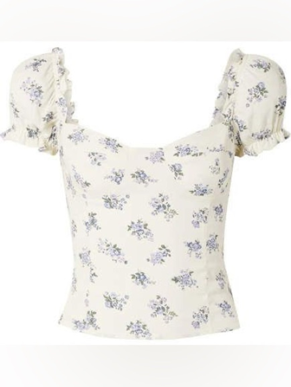 Reformation Jewel Cropped Floral Print Crepe Top – Size 8
